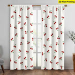 rideau moderne pièces cerises rouges polyester blanc opaque anneaux métalliques inclusion chambre salon cuisine