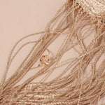 rideau semi transparent polyester franges or beige argenté bohème moderne