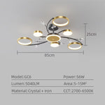 plafonnier led or noir floral éclairage moderne télécommande suspension chambre salon