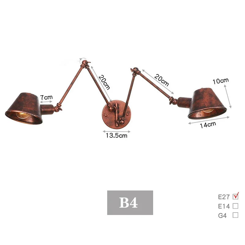 lampe murale articulée industrielle noir fixée éclairage chambre cuisine