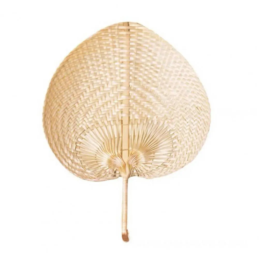 ventilateur pliant tressé bohème bambou feuille crème artisanal été mariage