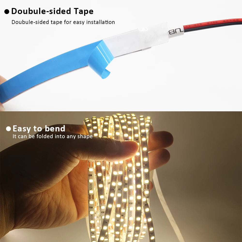 ruban led 12v 120leds/m blanc chaud adhésif moderne 50000h 3000k certification rohs ccc fcc