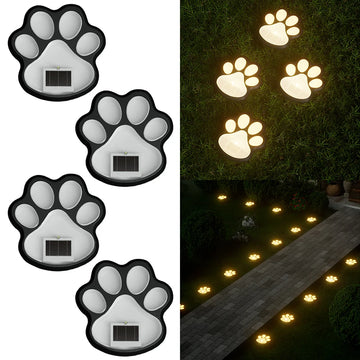 lampes solaires led patte animale exterieur decoration jardin noir blanc orangé