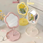 miroirs table décoratifs fleurs rose blanc jaune tulipes marguerites lisses mat kawaii chambre