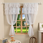 rideau blanc beige rose voile fronces transparent classique romantique deux panneaux anneaux