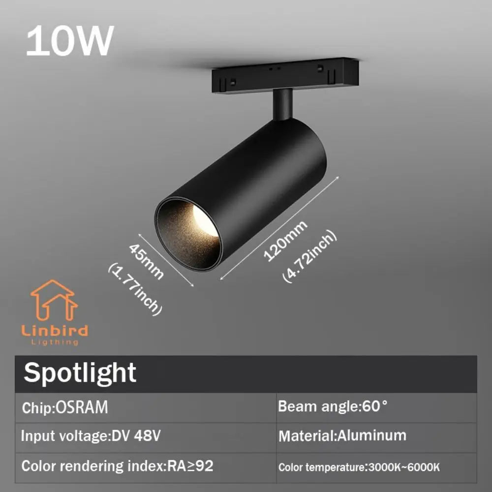 spot led noir mat rail magnétique télécommande application mobile moderne intérieur