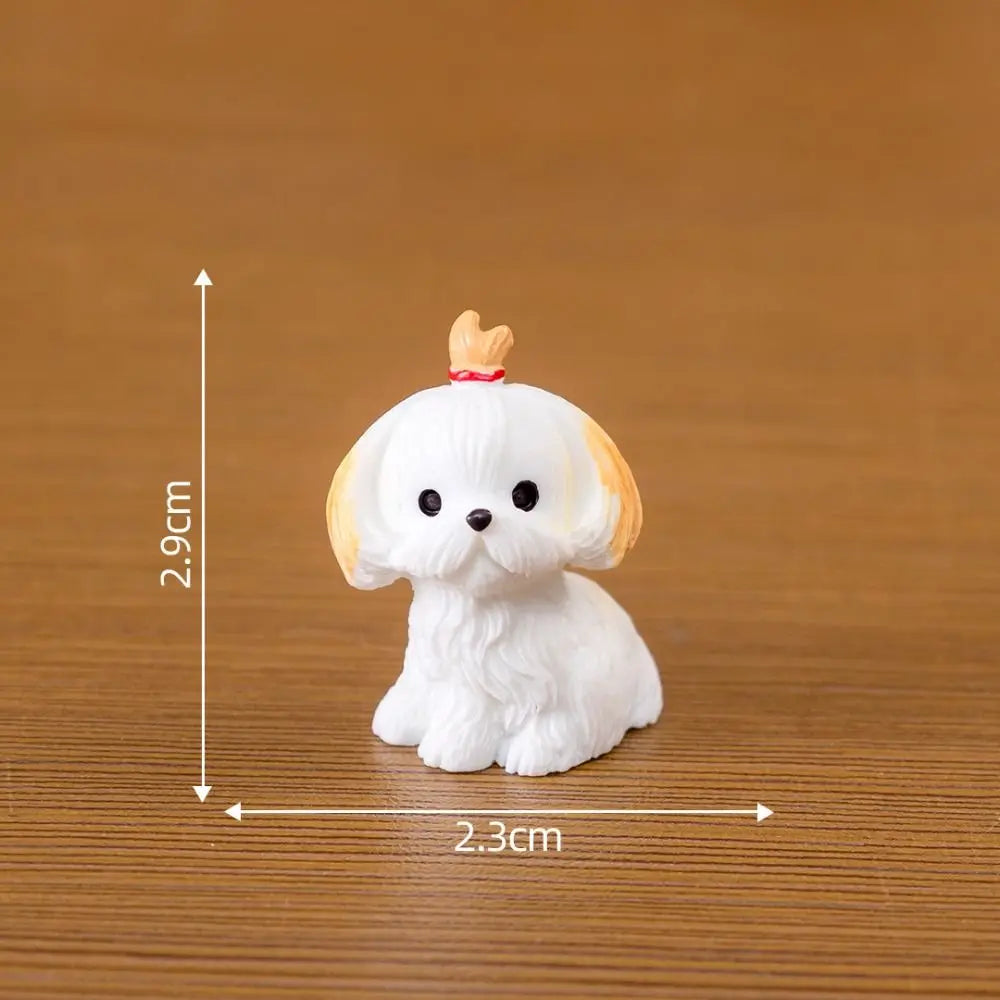 figurines chiens mignons résine cartoon peluche doux rose blanc marron gris