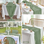 ruban table crêpe plissé vert olive bleu clair rose pâle boho élégant décoration mariage