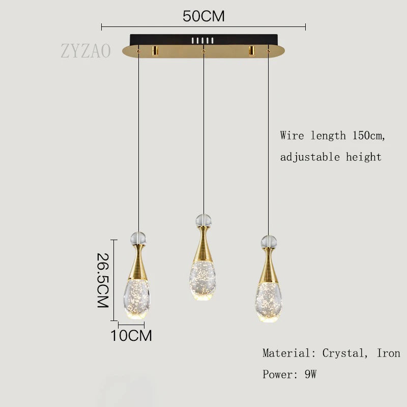 suspension lumineuse moderne cristal doré bubbles led chambre salon étincelante contemporain éclairageintérieur