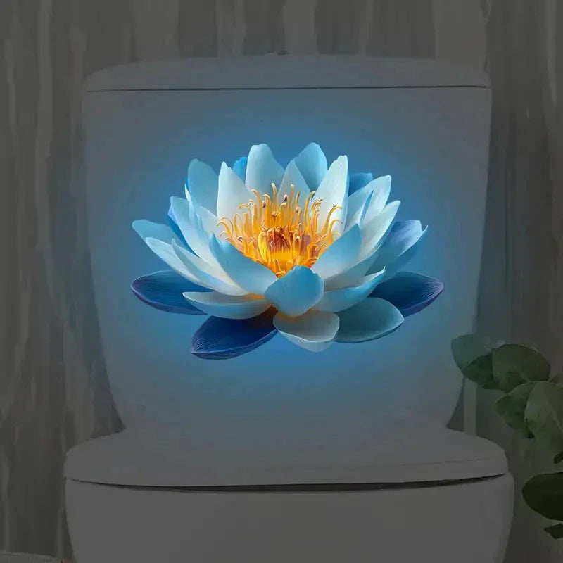 applique murale lumineuse fleur lotus motif étoiles bleu moderne adhésive chambre salon deco
