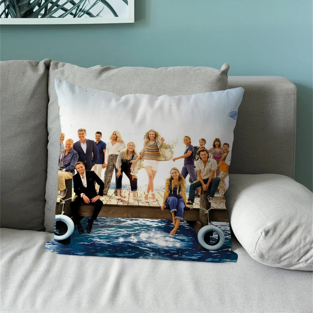 taie d'oreiller imprimée animal compagnie moderne bleu blanc décorative siège carré maison voiture 40x40cm