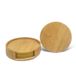 Sous-verres ronds en bambou naturel.