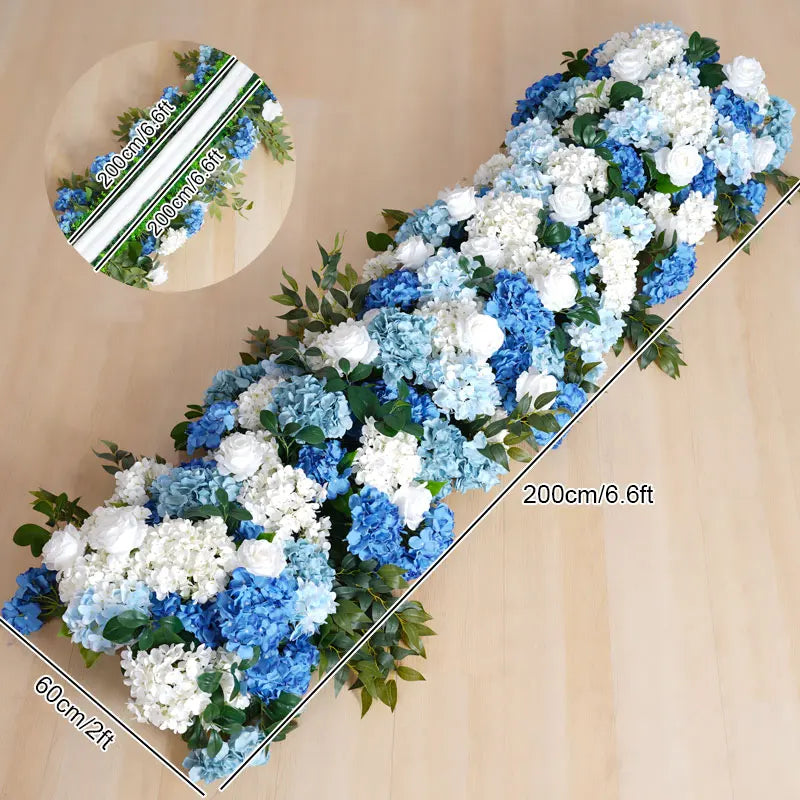arche décorative mariage fleurs artificielles bleu blanc vert extérieur décoration maison