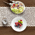 chemin table blanc broderie florale classique décoration table mariage maison rustique