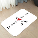 tapis moderne johnnie walker noir jaune blanc rouge logo fleurs silhouette marcheur