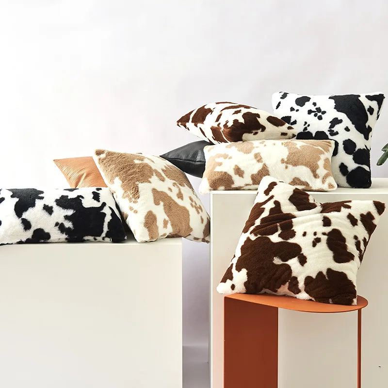 taies d'oreiller jacquard imprimées motif tacheté moderne 100% polyester non toxique noir blanc marronclair