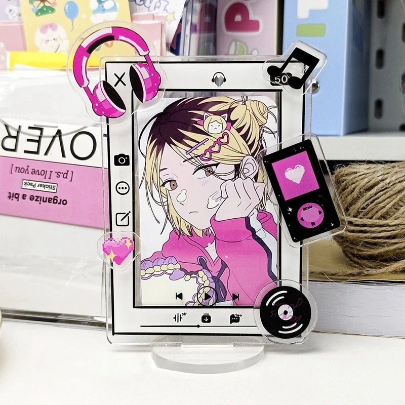 cadre photo acrylique transparent support carte kpop décor disque vinyle écouteurs coréen moderne