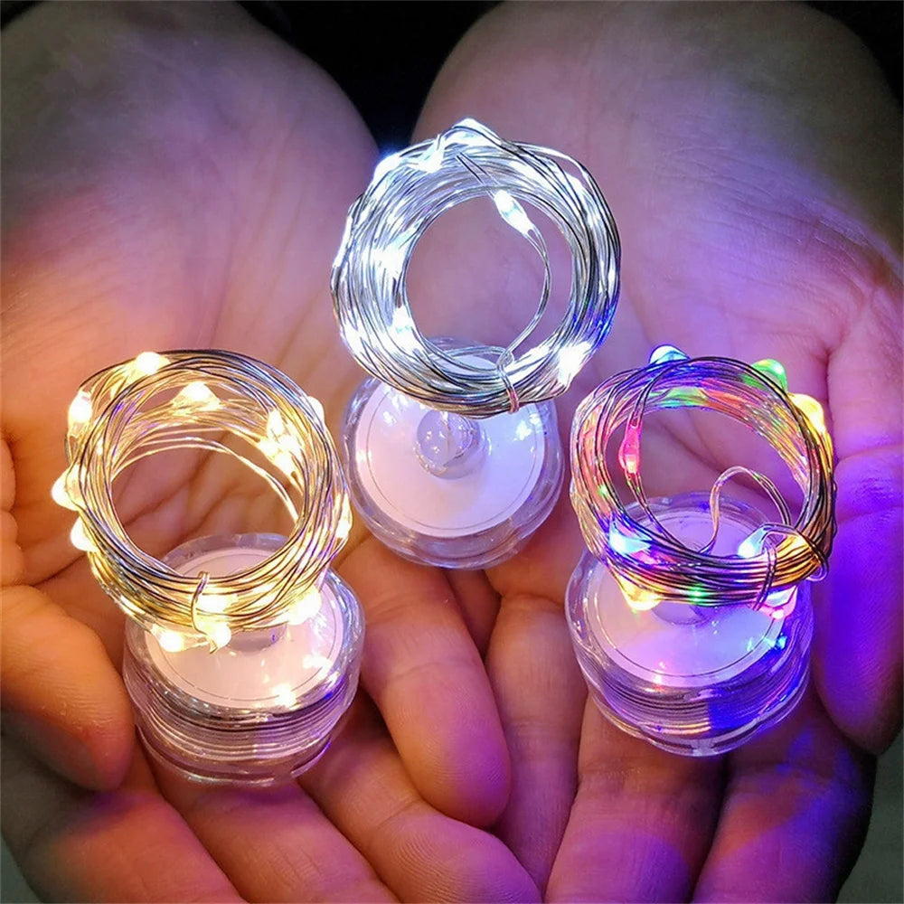 guirlande lumineuse fil cuivre led blanc multicolore moderne décoration noël mariage suction