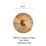 applique murale moderne dorée transparente rayures concentriques 28cm lumière chaude chambre salon