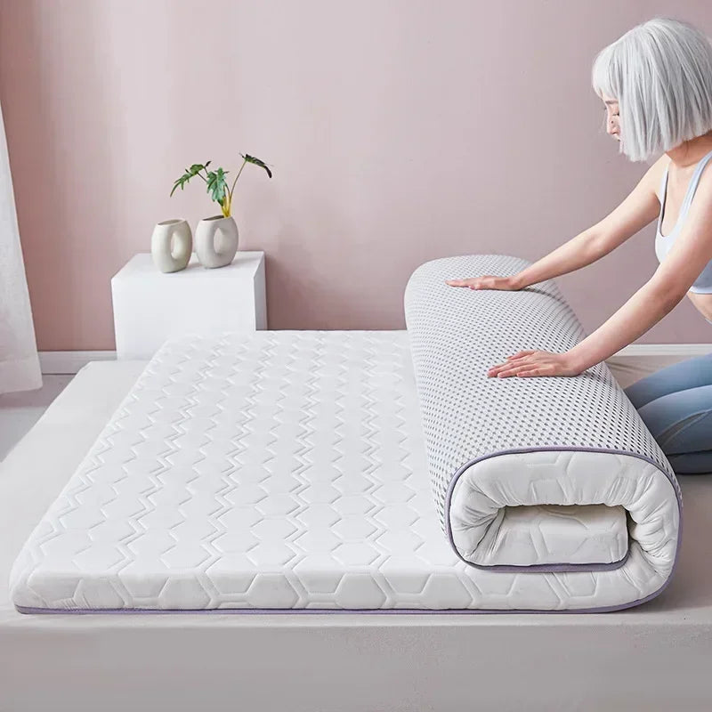 matelas mousse mémoire forme hexagonal moderne blanc violet 150x190cm 8cm