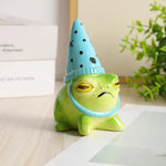 statuette grenouille cartoonaire pois animaux verte bleue rouge bétonnée extérieure pots succulentes jardin