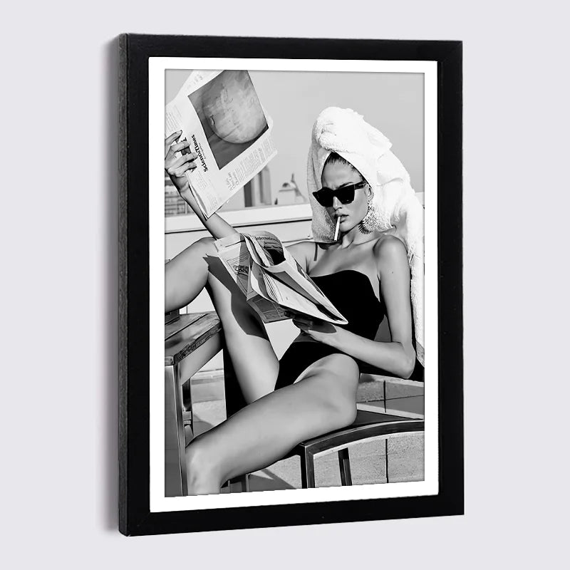 Cadre photo mural bois A3 noir et blanc style nordique
