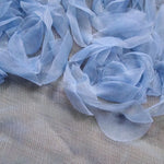 ruban forme roses tissu semi transparent polyester décoration robe mariée occasionnelle romantique blanc roseclair