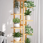 étagère moderne multi niveaux bois naturel pots plantes balcon salon minimalistestyle