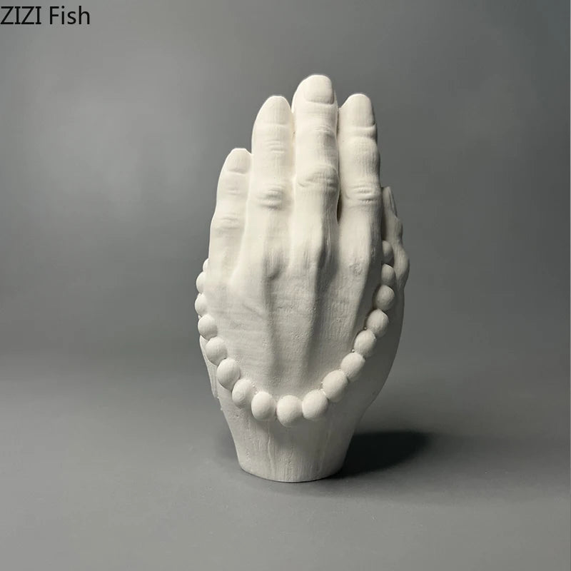 vase blanc moderne mains prière décoration sculptural chambre ornement statue erotique