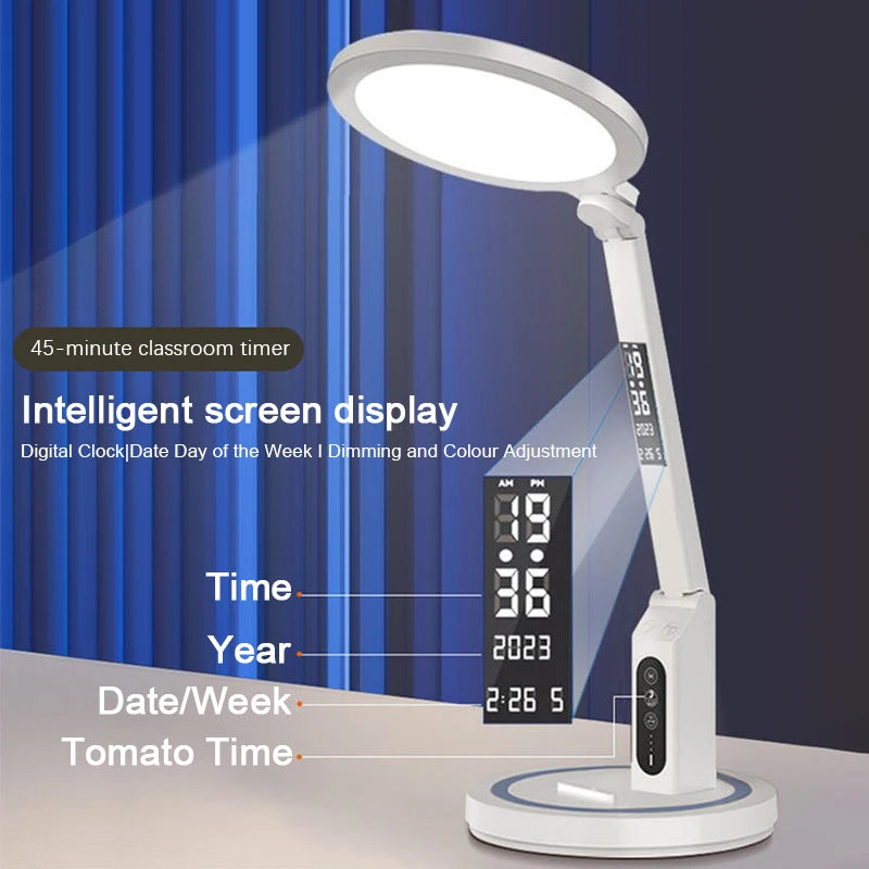 lampe rechargeable led horloge numerique blanc gris lecture étude