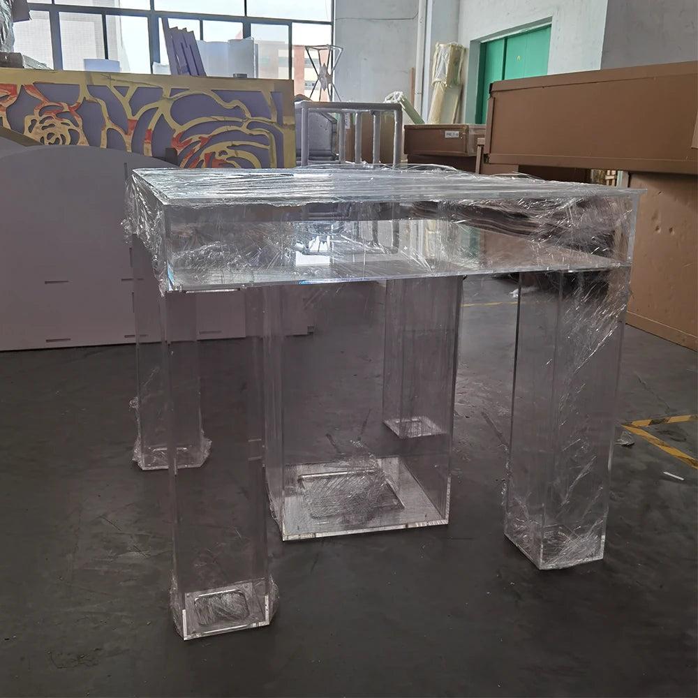 table basse transparente moderne acrylique carrée intérieur élégance lumineuse salon chambre unique