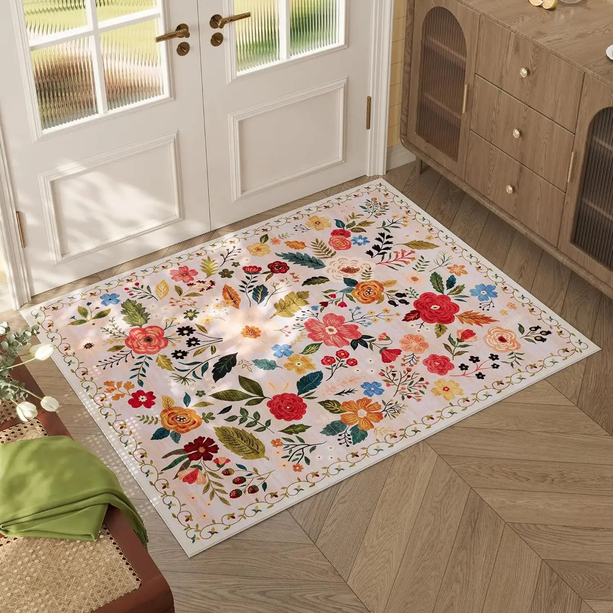 tapis fleuri moderne antidérapant résistant décoloration salon entrée polyester imperméablewashable