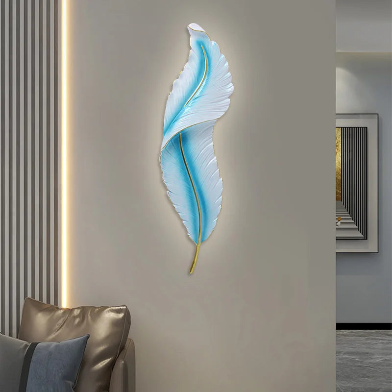 lampe murale moderne plume bleu clair industriel éclairage ambiance chambre entrée étude salle bain