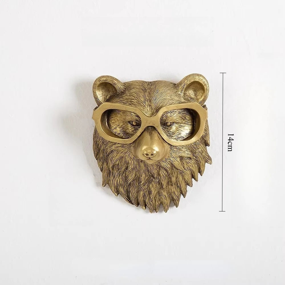 pendentif tête cerf doré résine décorative moderne fourrure chaîne accessoire mur fixations