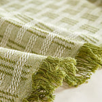 couverture géométrique moderne vert clair blanc polyester coton usage intérieur extérieur multisaison pique nique