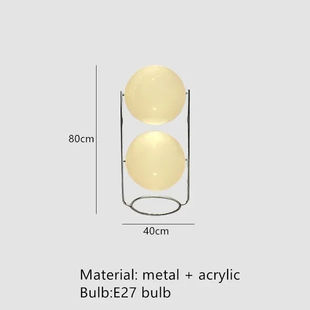 lampe sol moderne sphères translucides structure métallique chromée scandinave blanc doré