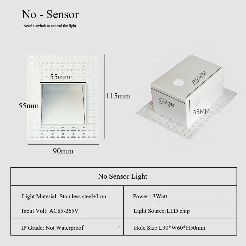 Plaque lumière LED intégrée moderne perforée blanc sensoriel 100 240V