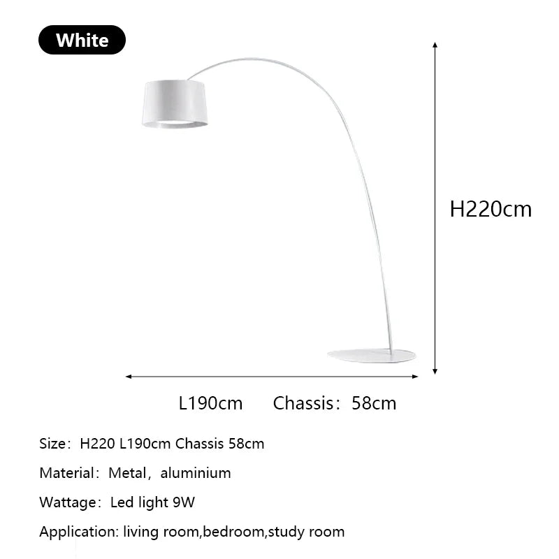 lampe sol moderne led noir base circulaire abat jour aluminium éclairage intérieur minimaliste