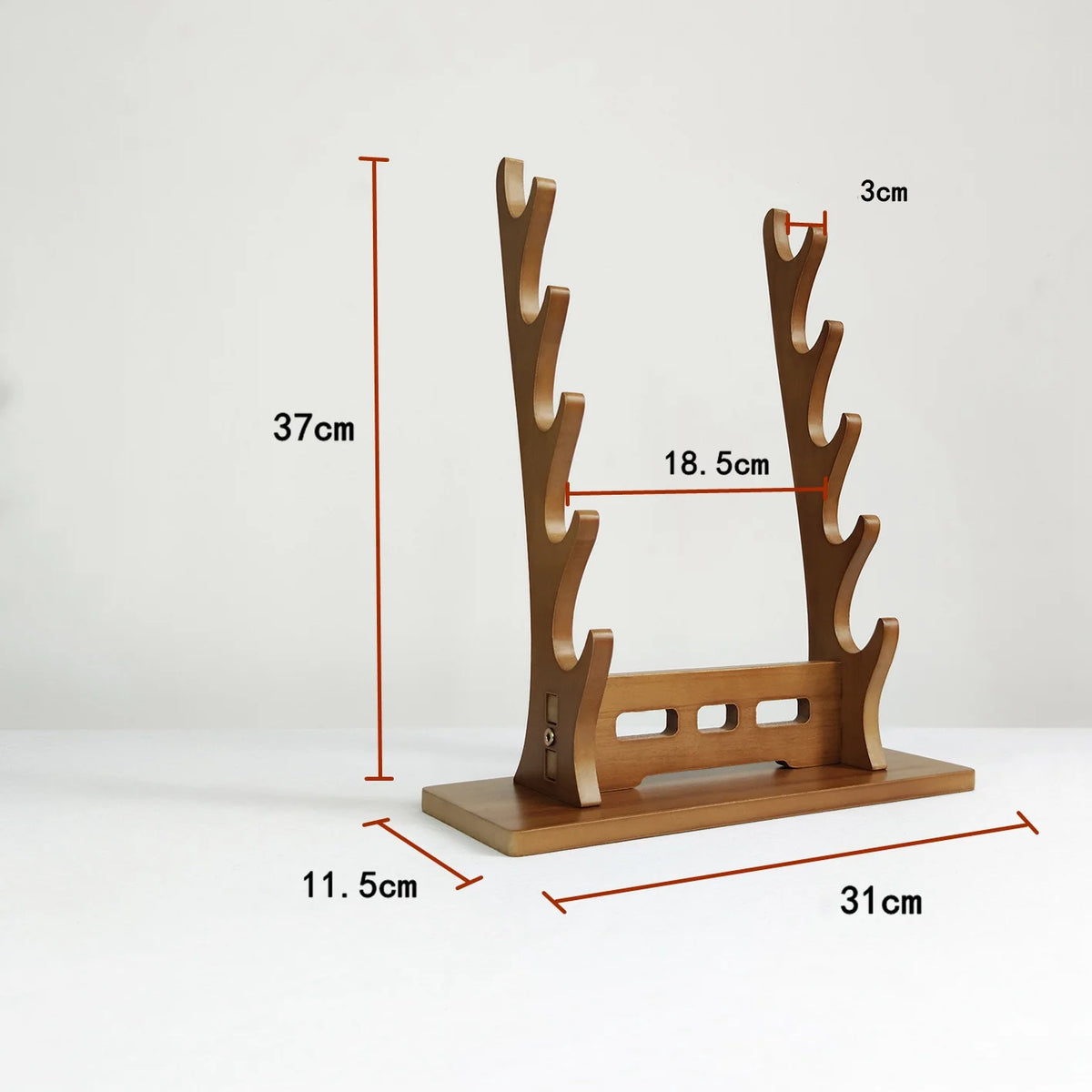 support épées bois moderne minimaliste noir brun clair katana sabres rack display salon