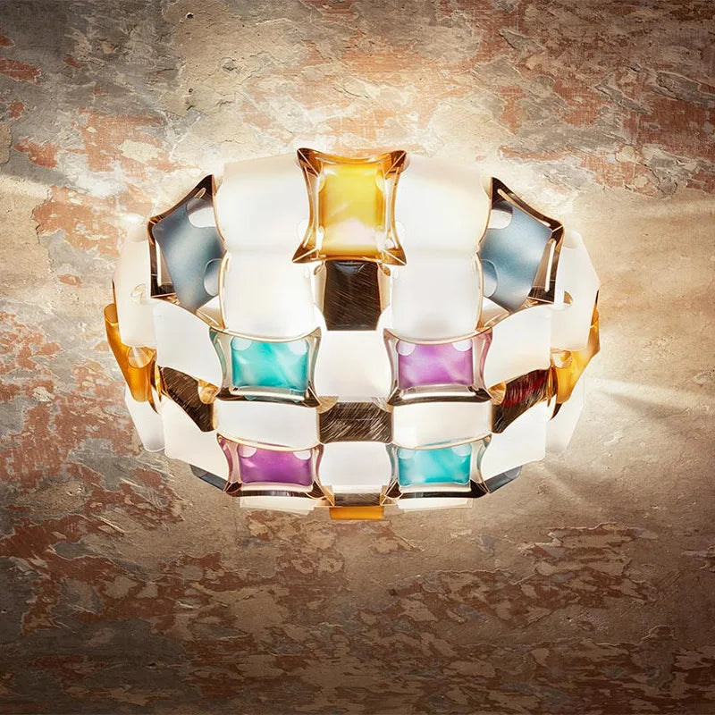 plafonniers modernes led blanc orange vert violet rose doré texturés chambre salon