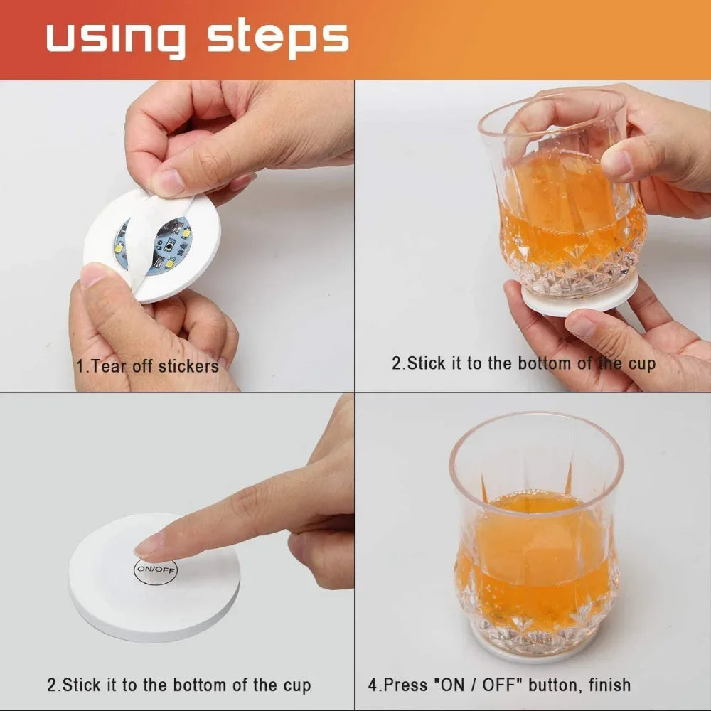 Sous-verre lumineux multicolore sur verre à cocktail