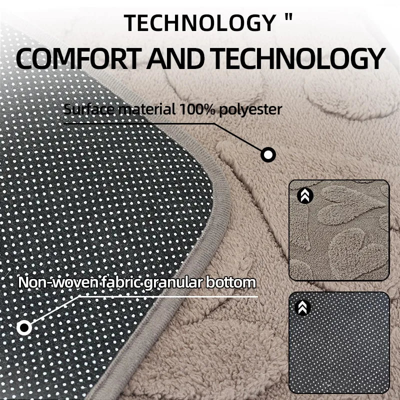 tapis bain moderne beige motif feuilles respectueux environnement adhésif doux salon chambre