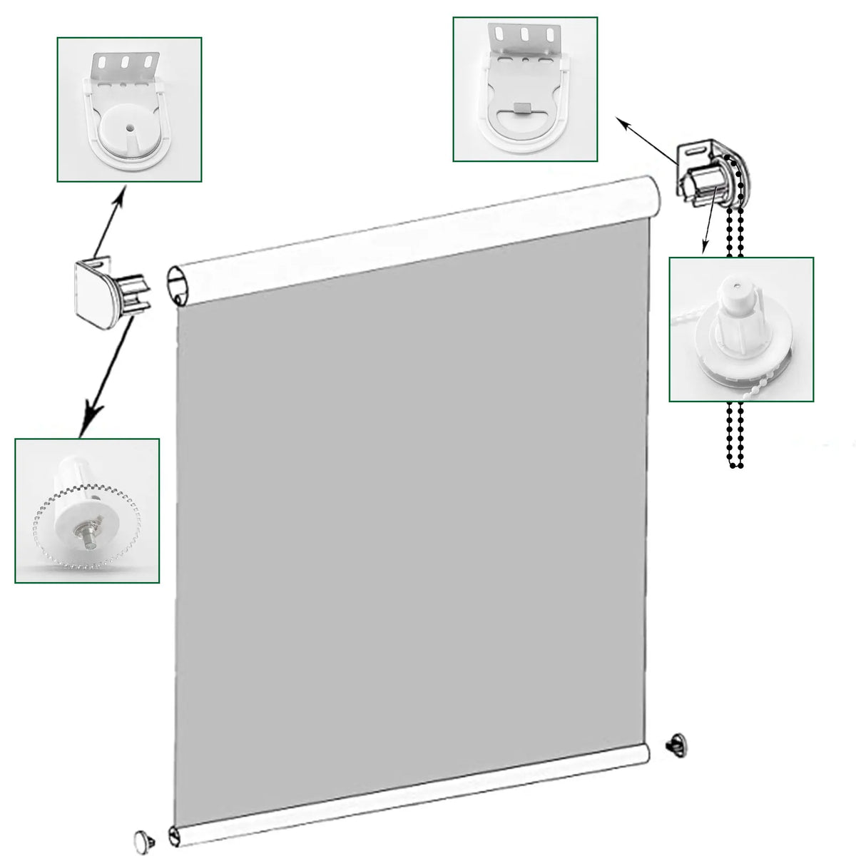 supports muraux stores enrouleurs intégrés facile pièces détachées blanc argenté moderne minimaliste opaquesitorièmes