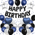 Kit décoration anniversaire homme bleu marine et noir 43 pièces