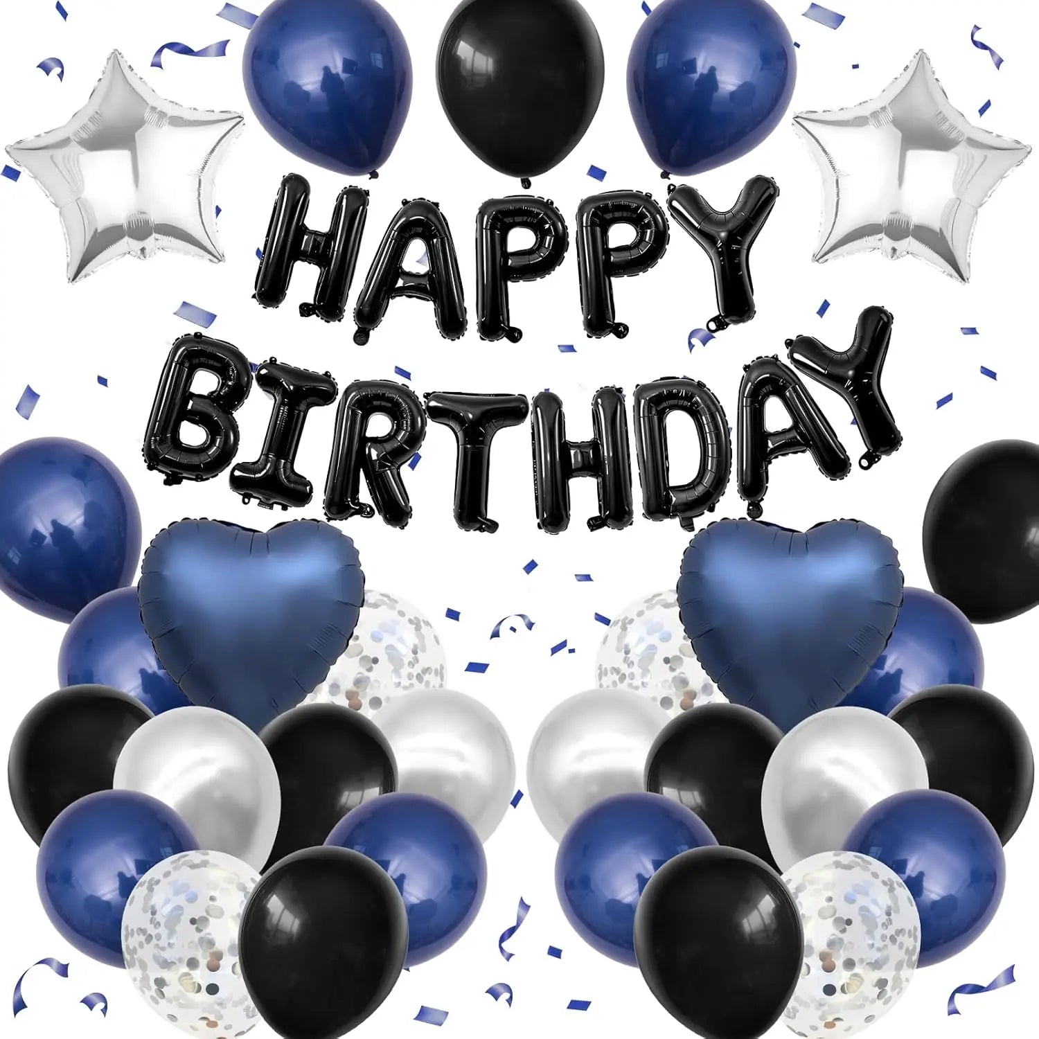 Kit décoration anniversaire homme bleu marine et noir 43 pièces