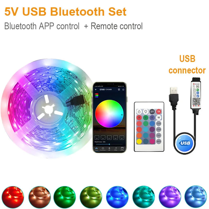 ruban led multicolore adhésif synchronisation musicale télécommande application moderne chambre