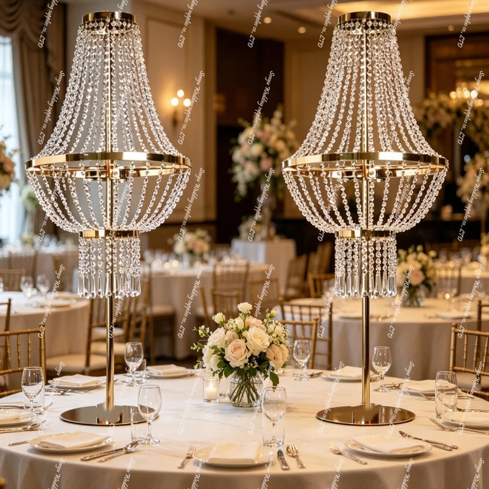 lampe table dorée cristal transparente classique élégant décoration mariage salon