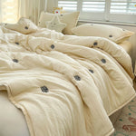 couette été brodée roses couverture lit polyester moderne minimaliste beige rose gris bleuclair adultes