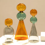 vase verre moderne transparent orange vert minimaliste sculptural geometrique