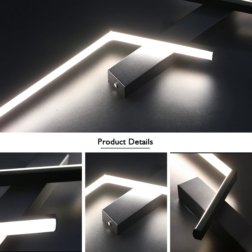 lampe murale led moderne 100cm noir interrupteur éclairage ambiance chambre salon